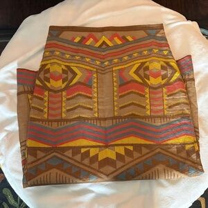 Zara Brown and Yellow Patterned Maxi Skirt